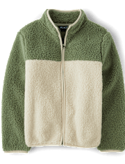Veste Sherpa Zip Up à contraste de couleurs pour garçons