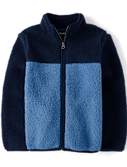 Boys Colorblock Sherpa Zip Up Jacket
