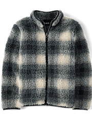 Boys Print Sherpa Zip Up Jacket