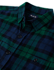 Mens Dad And Me Plaid Flannel Button Up Shirt