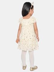 Baby And Toddler Girls Foil Star Mesh Tiered Dress