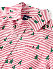 Boys Print Poplin Button Up Shirt