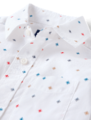 Boys Print Poplin Button Up Shirt