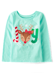 Baby And Niños pequeños Niña Joy Reindeer Camisetas estampadas