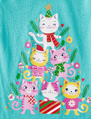 Baby And Toddler Girls Cat Christmas Tree Graphic Tee
