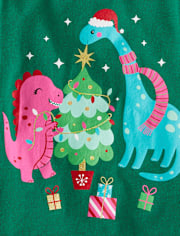 Baby And Toddler Girls Christmas Dino Graphic Tee