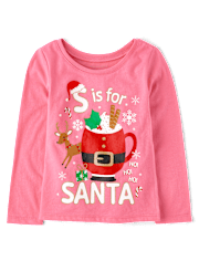 Baby And Niños pequeños Niña S Is For Santa Camisetas estampadas