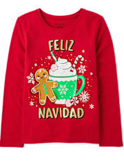 Girls Feliz Navidad Graphic Tee
