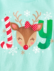Girls Joy Reindeer Graphic Tee