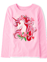 Camisetas estampadas Niña Navidad Unicornio