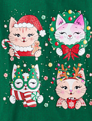 Camisetas estampadas Niña Christmas Cat
