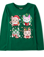 Camisetas estampadas Niña Christmas Cat