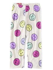 Pantalon de pyjama micromolleton Happy Face Fille arc-en-ciel