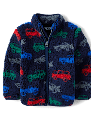 Baby And Toddler Boys Print Sherpa Zip Up Jacket