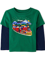 Baby And Toddler Boys Train Layered Top