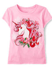 Girls Christmas Unicorn Graphic Tee