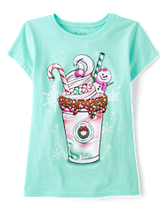 Girls Christmas Milkshake Graphic Tee