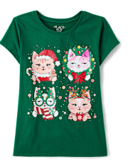 Camisetas estampadas Niña Christmas Cat