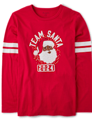 Camisetas estampadas unisex para adultos, equipo familiar a juego, Santa Face 2024