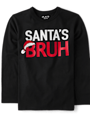 Boys Santa's Bruh Graphic Tee