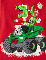 Boys Christmas Dino Truck Graphic Tee