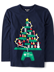 Camisetas estampadas Christmas Tree Gamer para niño