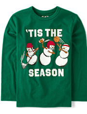 Boys Christmas Snowman Sports Graphic Tee