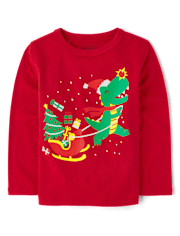 Baby And Toddler Boys Christmas Dino Graphic Tee