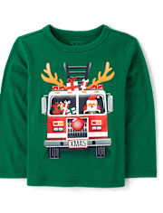 Baby And Toddler Boys Christmas Fire Truck Graphic Tee