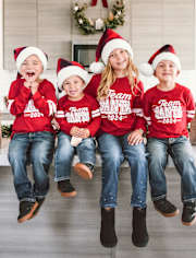 Kids Matching Family Team Santa Face 2024 Graphic Tee