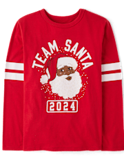 Kids Matching Family Team Santa Face 2024 Graphic Tee