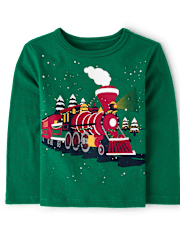 Baby And Toddler Boys Christmas Train Graphic Tee