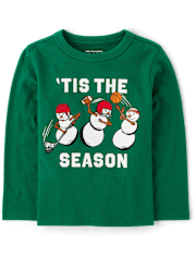 Baby And Toddler Boys Christmas Snowman Sports Graphic Tee