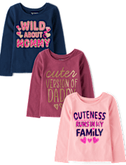 Baby And Toddler Girls Family Graphic Tee 3-Pack