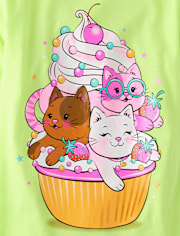 Girls Cat Dessert Graphic Tee 2-Pack