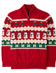 Mens Matching Family Christmas Fairisle Half Zip Sweater
