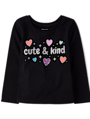 Baby And Toddler Girls Cute And Kind Graphic Tee