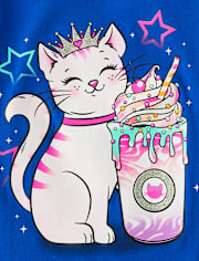 Girls Cat Milkshake Graphic Tee