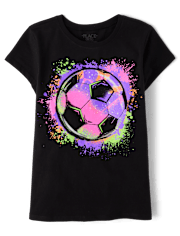 Girls Soccer Ball Graphic Tee