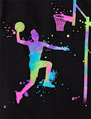 Girls Paint Splatter Basketball Player Graphic Tee