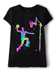 Girls Paint Splatter Basketball Player Graphic Tee