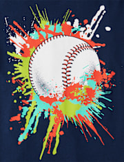 Camisetas estampadas con salpicaduras de pintura de béisbol para niños