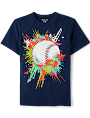 Camisetas estampadas con salpicaduras de pintura de béisbol para niños