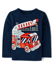 Baby And Toddler Boys Fire Truck Graphic Tee