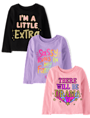 Lot de 3 t-shirts graphiques impertinents pour bébés et petites filles