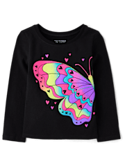 Baby And Toddler Girls Rainbow Butterfly Graphic Tee