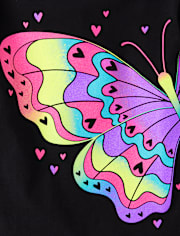 Girls Rainbow Butterfly Graphic Tee