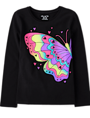 Girls Rainbow Butterfly Graphic Tee