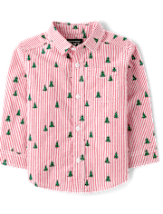 Baby And Toddler Boys Print Poplin Button Up Shirt