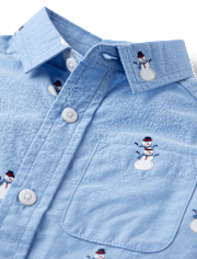 Baby And Toddler Boys Print Poplin Button Up Shirt